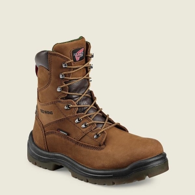 Men's Red Wing King Toe 8-inch Waterproof Soft Toe Boot Work Boots Brown | IL467BZMV