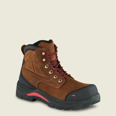 Men's Red Wing King Toe ADC 6-inch Waterproof Safety Toe Boot Work Boots Brown | IL235GEKP