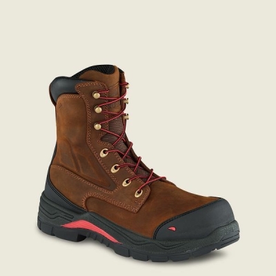 Men's Red Wing King Toe ADC 8-inch Waterproof Safety Toe Boot Work Boots Brown / Black | IL058BTPQ