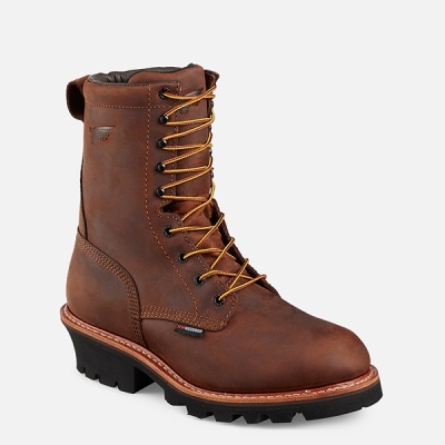 Men's Red Wing LoggerMax 9-inch Insulated, Waterproof Work Boots Brown | IL465GQUJ