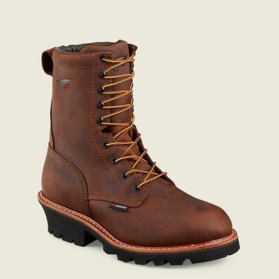 Men's Red Wing LoggerMax 9-inch Insulated, Waterproof Soft Toe Boot Work Boots Brown | IL710GHQL