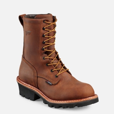 Men's Red Wing LoggerMax 9-inch Waterproof Work Boots Brown | IL672IWSG