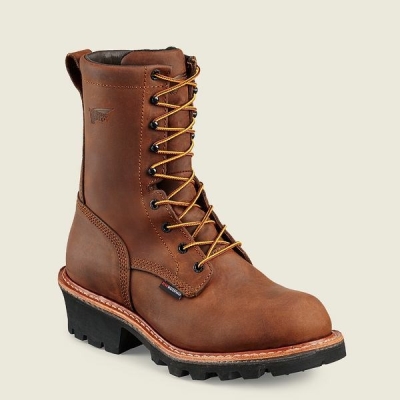 Men's Red Wing LoggerMax 9-inch Waterproof Safety Toe Boots Brown | IL910IJTD