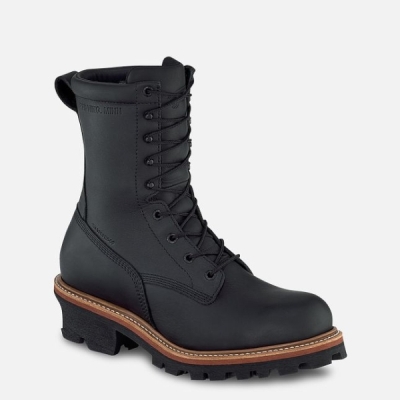 Men's Red Wing Loggermax 9-inch Waterproof, Logger Work Boots Black | IL956DKER