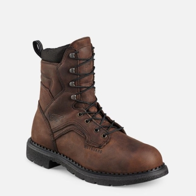 Men's Red Wing Supersole® 8-inch Waterproof Metguard Work Boots Brown | IL379UIDH