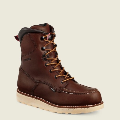 Men's Red Wing Traction Tred 8-inch Waterproof Soft Toe Boot Work Boots Brown | IL608INBF