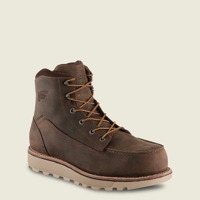 Men's Red Wing Traction Tred Lite 6-inch Waterproof Safety Toe Boot Work Boots Brown | IL276GSXK