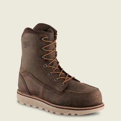 Men's Red Wing Traction Tred Lite 8-inch Waterproof Safety Toe Boots Brown | IL687DBHL